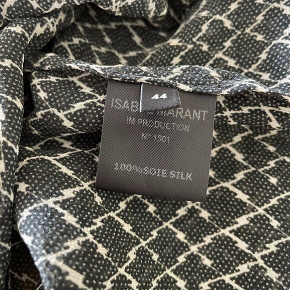 Isabel Marant Silk Printed Blouse - Geometric Grey & Off-White - Picture 10 of 11